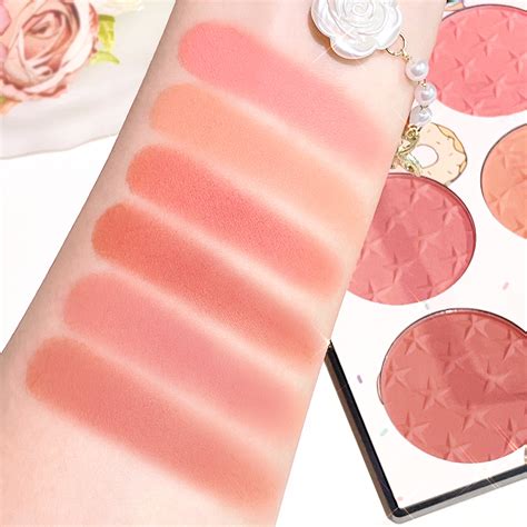 Six Color Blush Palette Girl Heart Waterproof Matte Pearlescent Multicolor Nude Makeup Natural