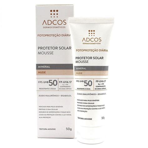 Protetor Solar Mousse Adcos Mineral FPS Nude G Branco Netshoes Protetor Solar Mousse