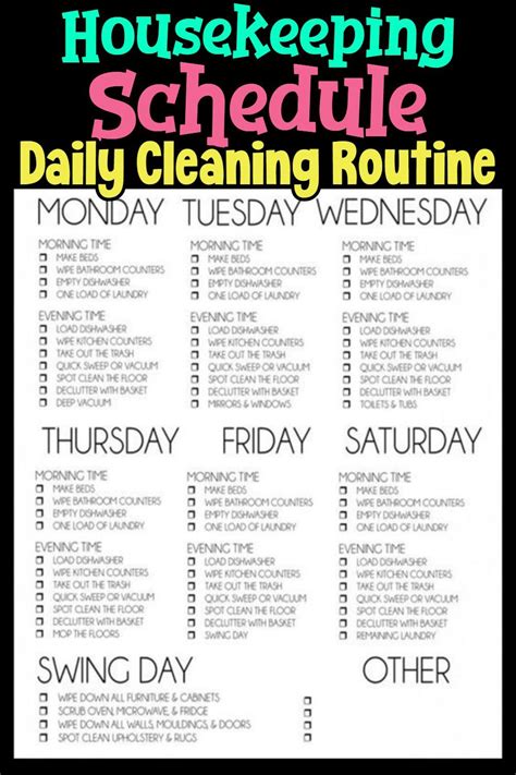 Housekeeping Schedule Printable - Printable Word Searches