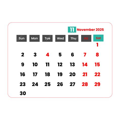 November Monthly Calander 2025 Vector, November, November Month