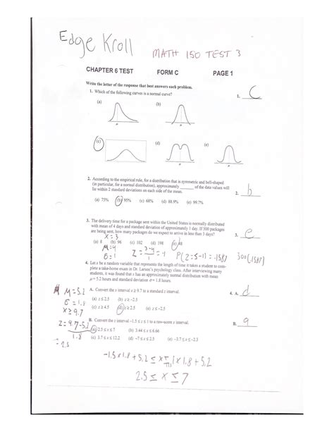 Chapter 6 TEST - Test Answers :) - MAT 150 01 - Studocu