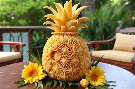 Premium Photo | A pineapple carving tutorial with stepbystep ...