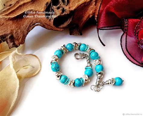 Браслет Бирюзовый женский и серьги в подарок купить в интернет-магазине ...