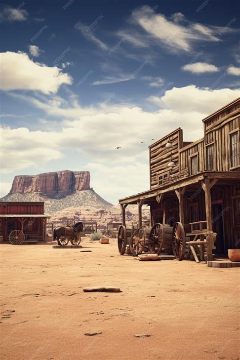 premium photo     western buildings   horse drawn