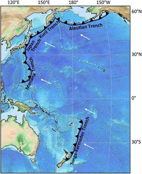 Pacific Ocean Trenches Map