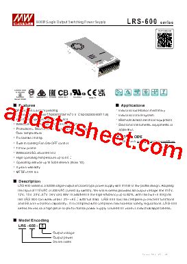 Lrs Datasheet Pdf Mean Well Enterprises Co Ltd