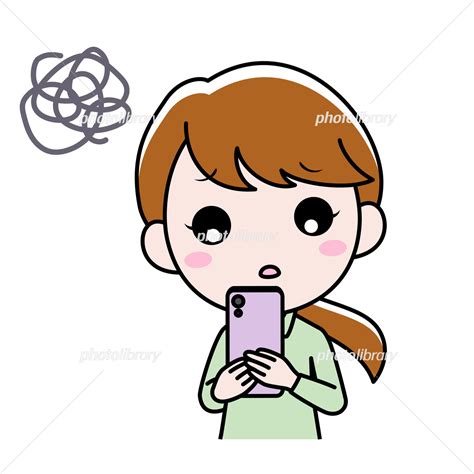 スマホを見て困っている女性 イラスト素材 6487287 フォトライブラリー Photolibrary