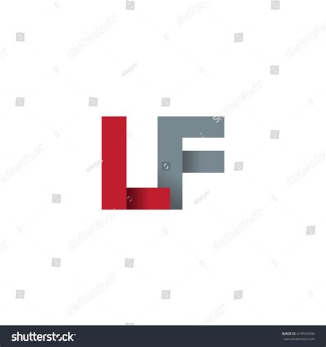 Initial Letters LF Overlapping Fold Logo Red Royalty Free Stock