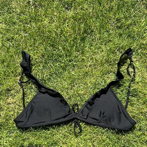 Hollister Black Triangle Ruffle Bikini Top Tagged Depop