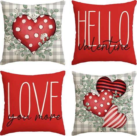 Amazon AOKE Buffalo Plaid Valentines Day Pillow Covers 18x18 Set