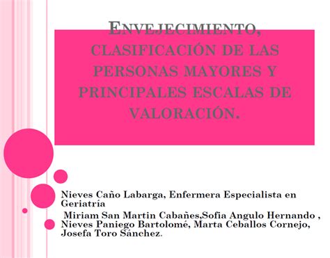 Envejecimiento Clasificaci N De Las Personas Mayores Y Principales