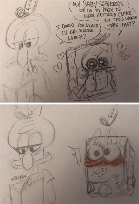 Only You Squidbob Note Wattpad Spongebob Drawings Sponge Bob X Squidward Fanart Spongebob