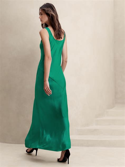 Satin Twill Slit Maxi Dress Banana Republic Factory