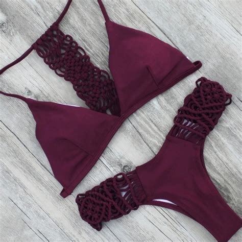 Urban Outfitters Swim Sale Maroon Braided Razor Back Cheeky Bikini Set Poshmark