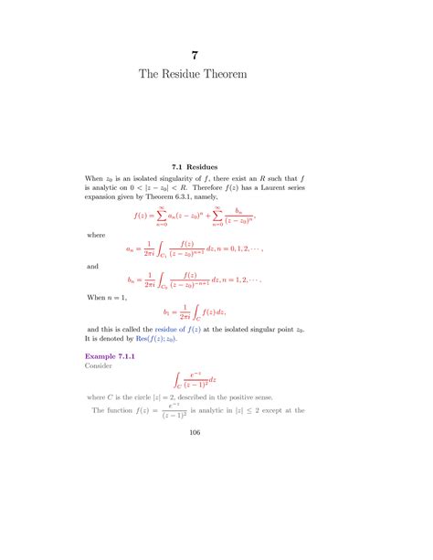 Complex Chapter 7 7 The Residue Theorem 7 Residues When Z 0 Is An