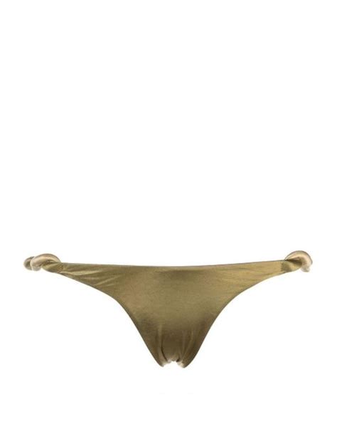 Isa Boulder Twist Detail Satin Finish Bikini Bottoms In Natural Lyst