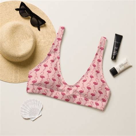 Pink Flamingos Recycled Bikini Top Bikini Separates Eco Friendly
