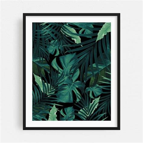 Tropical Jungle Night Leaves Pattern 1 Collage Leaf Art Print Poster Bed Bath And Beyond 34891332