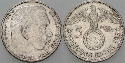 Kleinmünzen Drittes Reich 5 Reichsmark 1936 G Drittes Reich