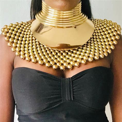 Set Fayoum African Statement Maxi Choker Necklace Beads Etsy