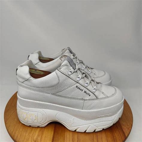 Naked Wolf Sporty White Leather Sneakers Womens Depop