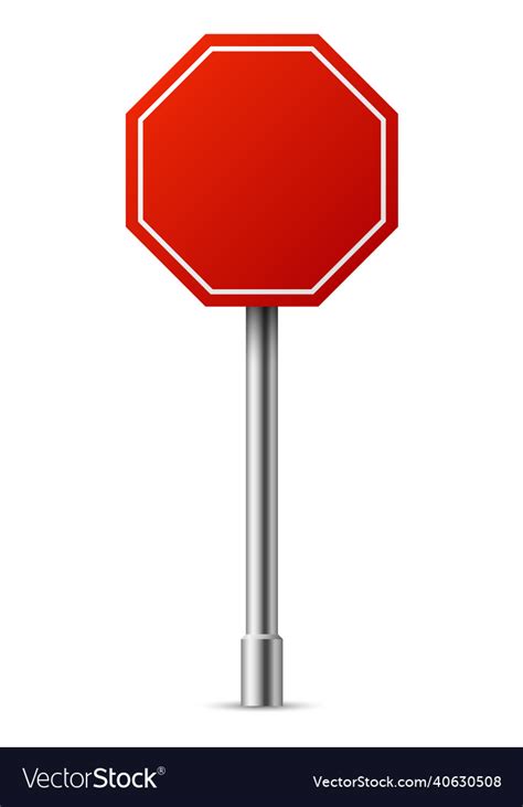 Red road sign realistic blank octagon board Vector Image