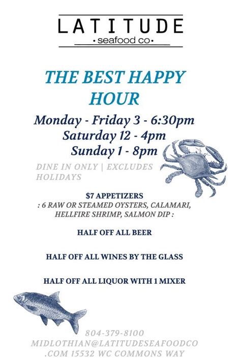 Happy Hour And Daily Specials Latitude Seafood Co