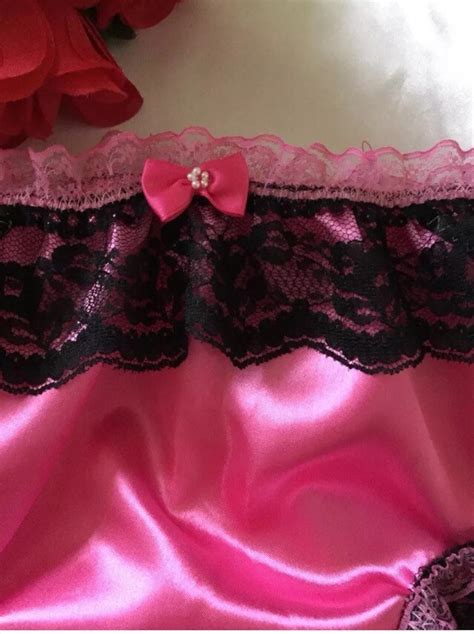 Hot Pink Black Trim Satin Sissy Panties Girly Bikini Knickers Etsy