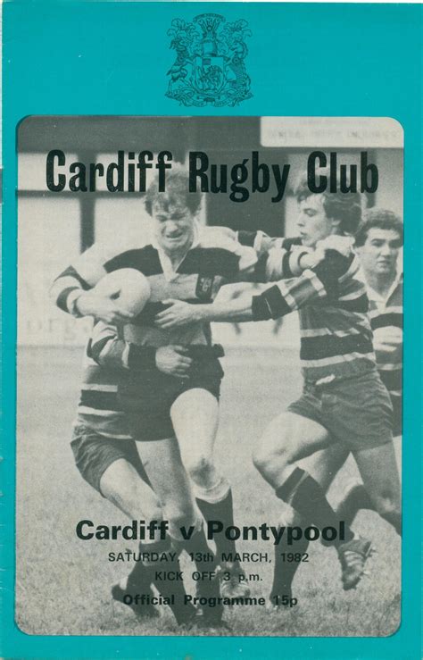 Programme Cardiff V Pontypool 1982 Cardiff Rugby Museum