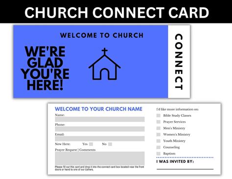 Church Connect Card Template Editable Prayer And Registration Card For