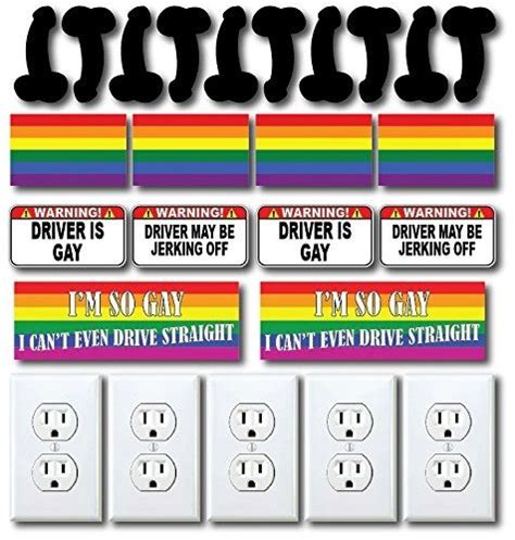 Decal Den Pk Funny Hard Hat Sticker Pack Prank Edition Gay Flag Electric Outlet Penis
