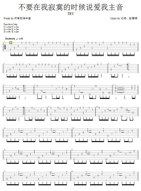 不要在我寂寞的时候说爱我—try 双吉他 全屏看谱