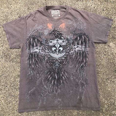 Affliction Mens Brown And Grey T Shirt Depop