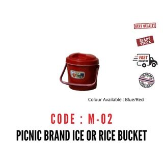 PICNIC THAILAND 27L Plastic Ice Bucket Rice Bucket Thermo Pelas Nasi Bekas Nasi Hot Cold Food