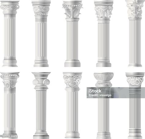 Sepuluh Pilar Putih Dengan Lima Di Atas Dan Lima Di Bagian Bawah