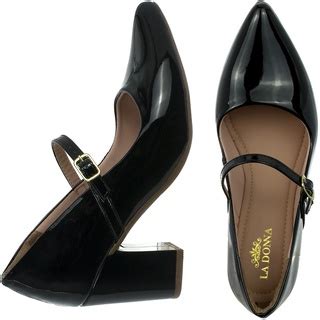 Sapato Bico Fino Boneca Scarpin Verniz Preto Nude Caramelo Vermelho Femina Feminino Salto Grosso
