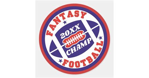 Fantasy Football Champ Classic Round Sticker Zazzle