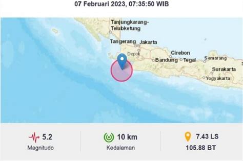 Wilayah Banten Dan Sekitarnya Diguncang Gempa 5 2 Magnitudo