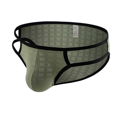 Zuwimk Mens Underwear Mens Thong Underwear Enhancing Ball Pouch T Back Bikini Briefs Army Green