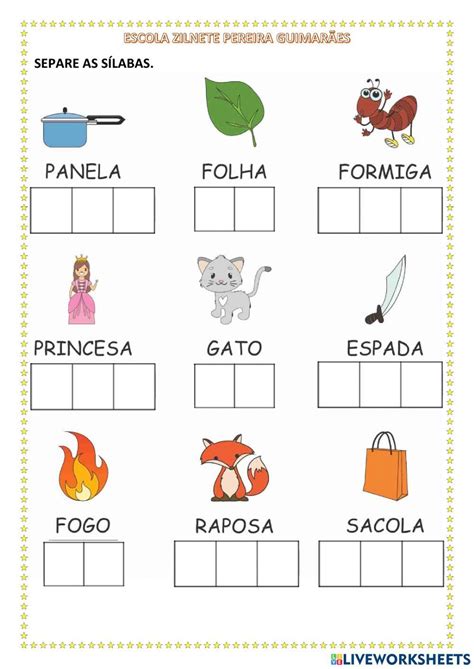 Iguais Separar Silabas - Iguais Separação De Sílaba - RETOEDU