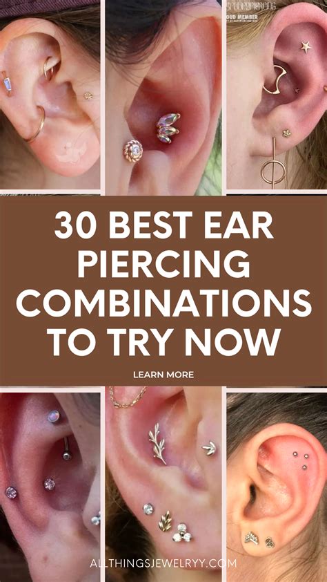 30 Best Ear Piercing Combinations to Try Now | Different ear piercings ...