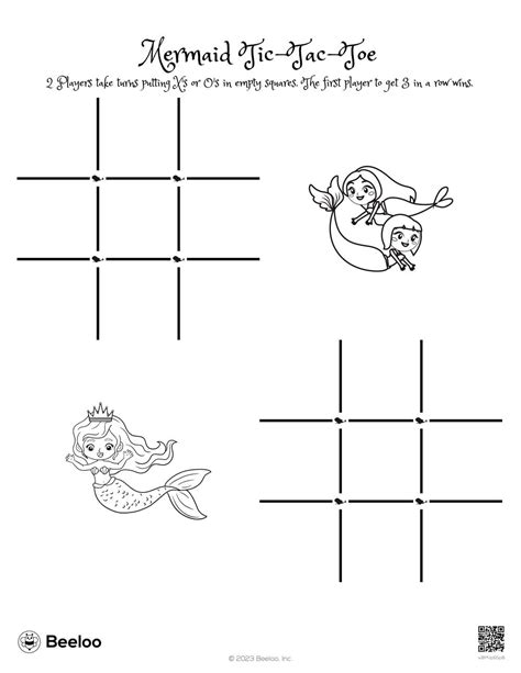 Mermaid Themed Tic Tac Toe Games Beeloo Printable Crafts And