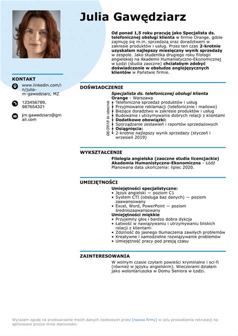 Proste Cv Wz R Jak Napisa I Prostych Cv Szablon W Online