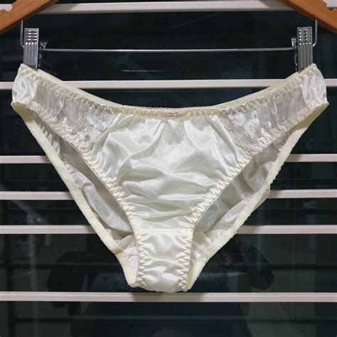 Silky Nylon Panty Sheer Yellow Bikini Sissy Lace Vtg Brief Size L Hip Picclick Ca