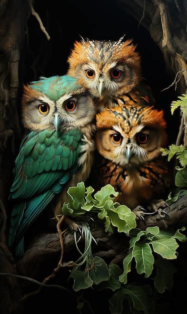 Premium AI Image Owl Babys In Jungle