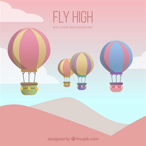 Free Vector Hot Air Balloons Background In The Sky With Clouds