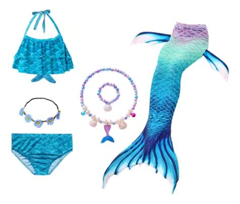 Kit De Cola De Sirena Con Bikini Infantil Sin Monoaleta Cuotas sin interés