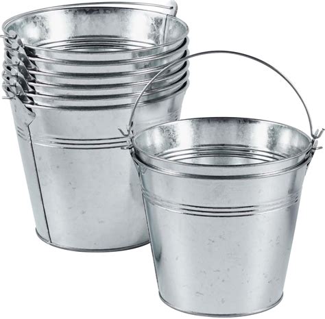 Amazon Juvale 6 Pack Small Galvanized Metal Buckets With Handles