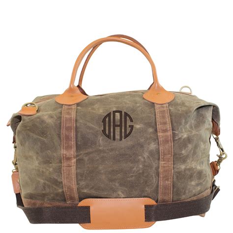 Personalized Weekender Bag Waxed Canvas Olive