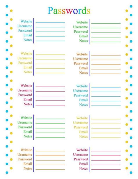 Password Tracker Printable | The Digital Download Shop